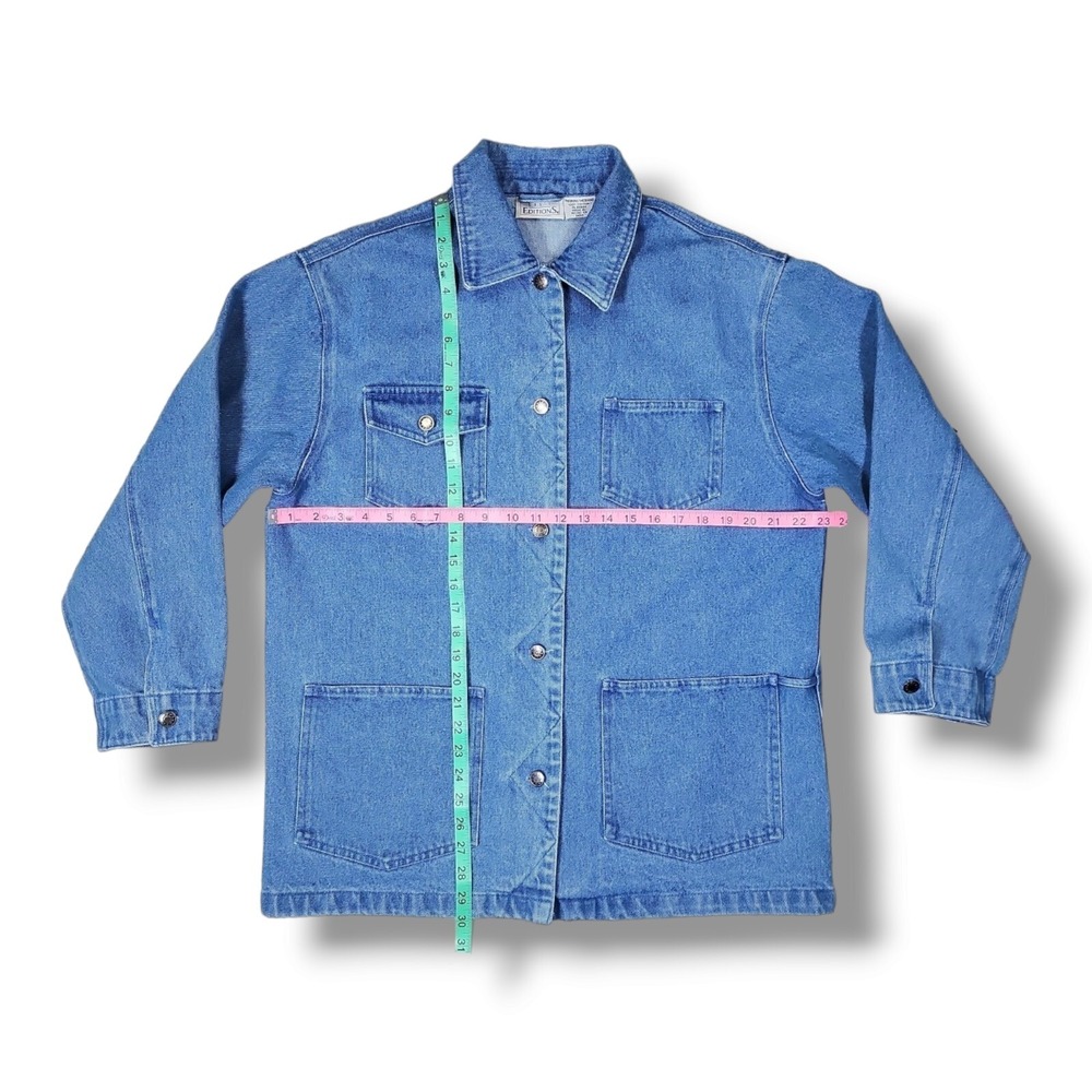 Vintage Basic Editions Med Wash Button Denim Jacket Men's Medium - Picture 4 of 9